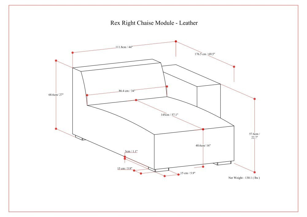 Rex Right Chaise Sofa Module