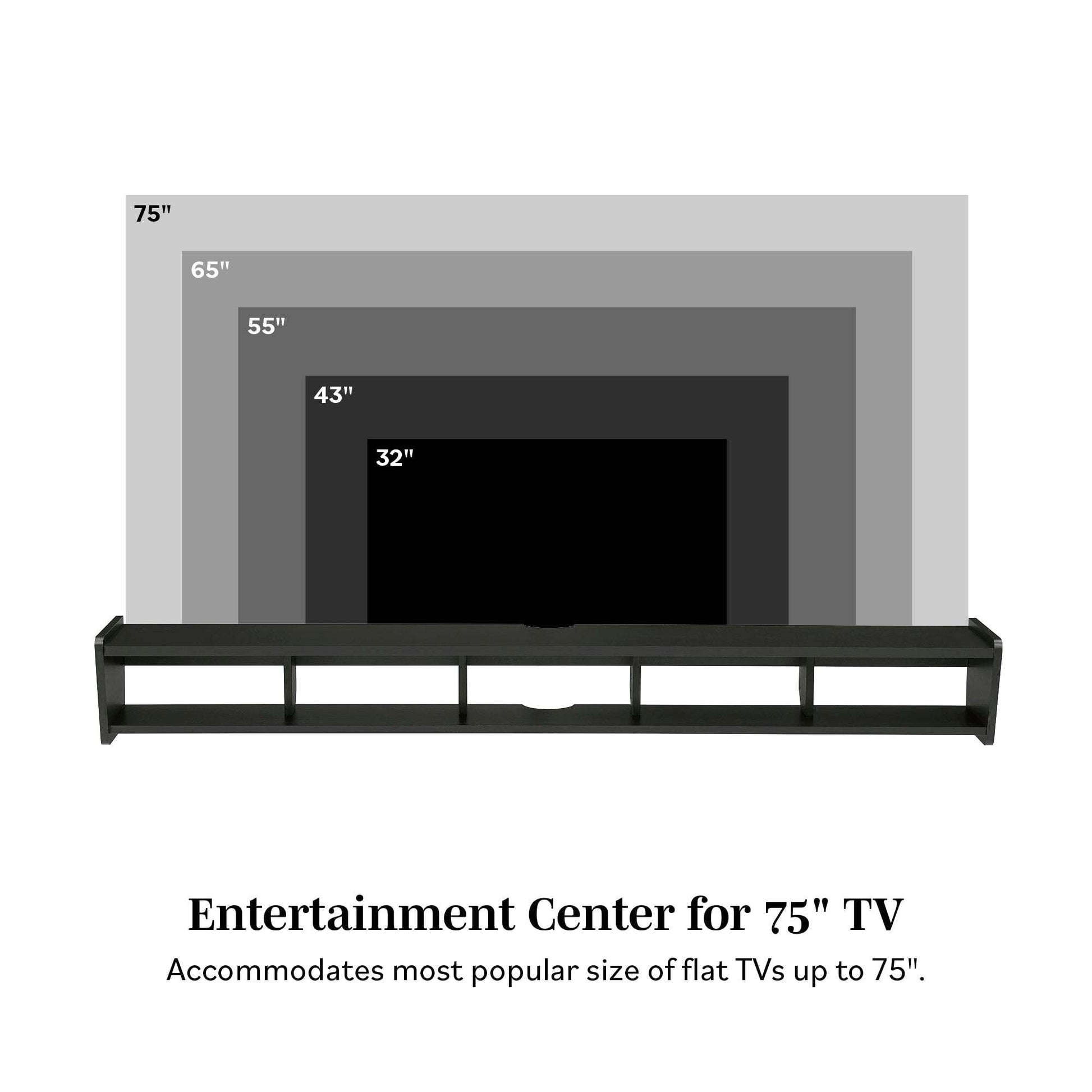 Modern Wall-Mounted Floating TV Stand – Solid Black