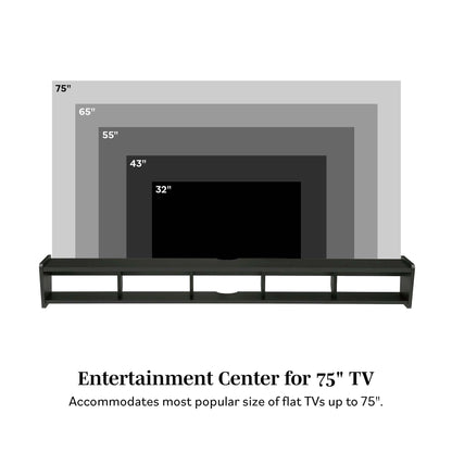 Modern Wall-Mounted Floating TV Stand – Solid Black