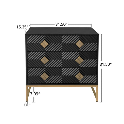 3 Drawer Storage Cabinet,3 Drawer Modern Dresser,  Chest of Drawers With Decorative Embossed Pattern Door for Entryway,Living Room,Bed Room