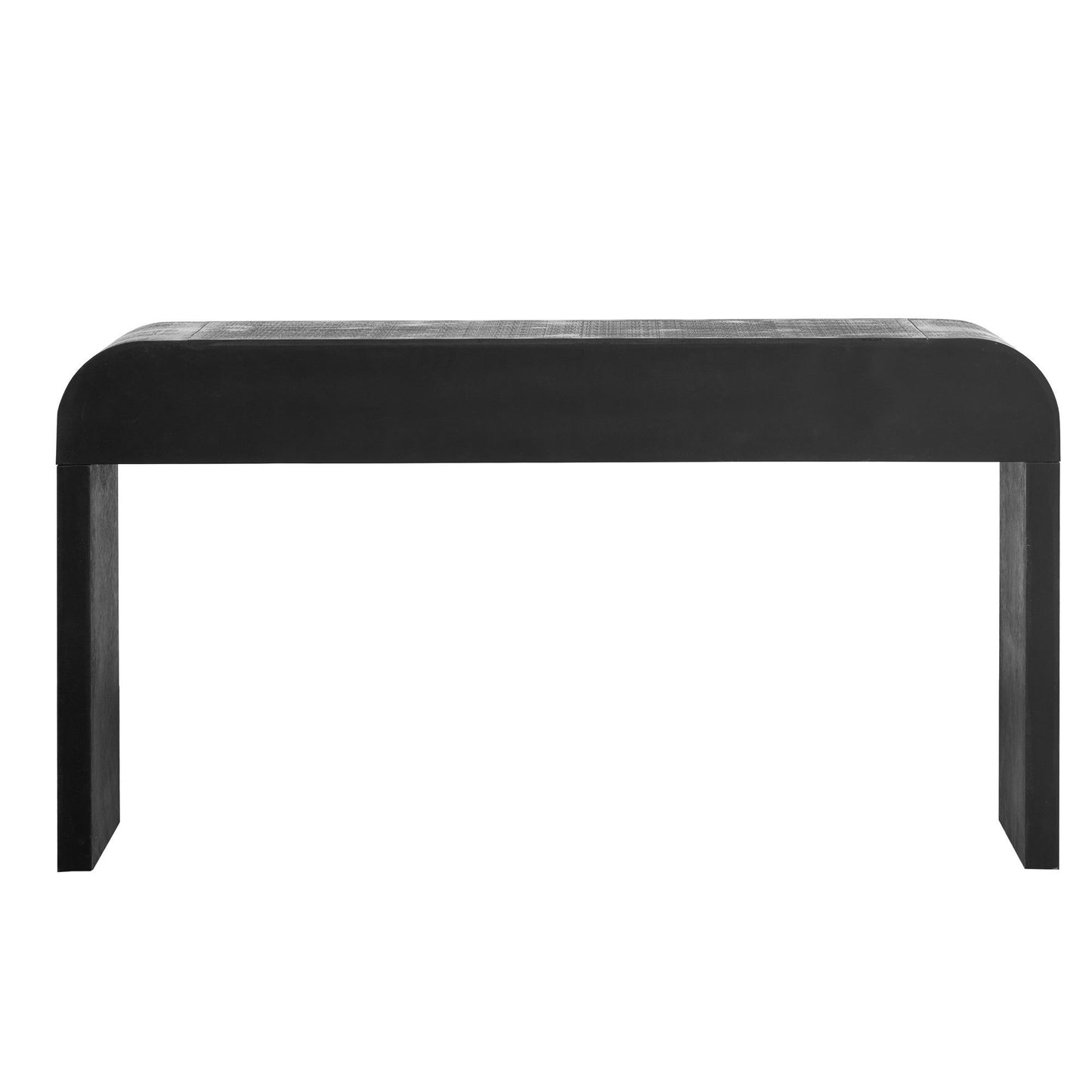 TREXM Unique Retro Silhouette Console Table with Open Style, Two Top Drawers for Entrance, Dinning Room, Living Room (Antique Black)