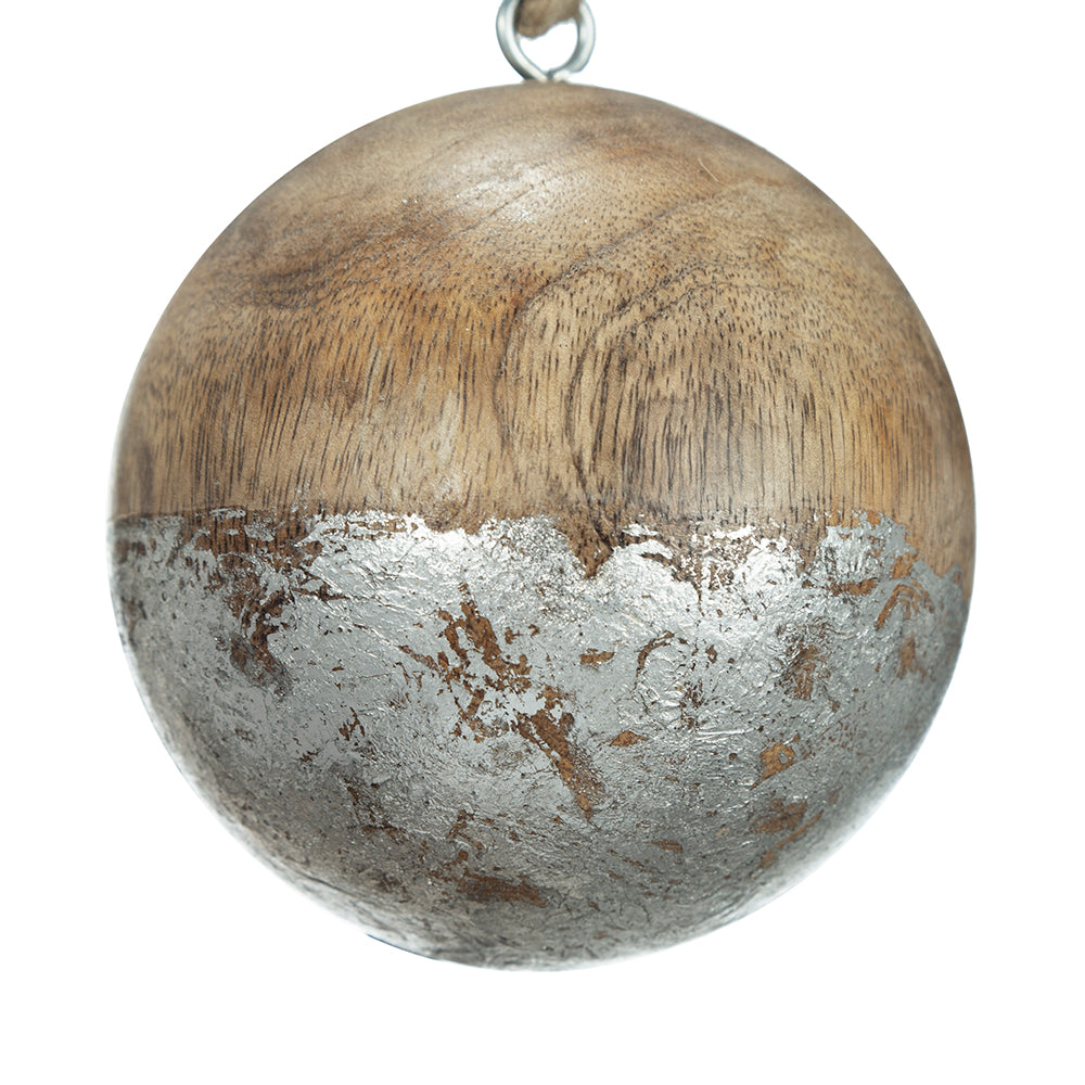 D4" Christmas Ball Ornaments, Wood Decorative Hanging Ball Christmas Tree Ornaments for Holiday Party Decorations, Set of 4