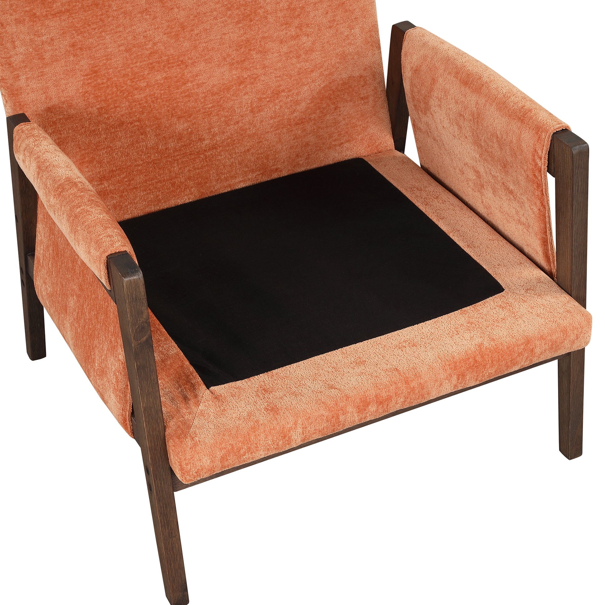 Mid-Century Modern Velvet Accent Chair,Leisure Chair with Solid Wood and Thick Seat Cushion for Living Room,Bedroom,Studio,Orange