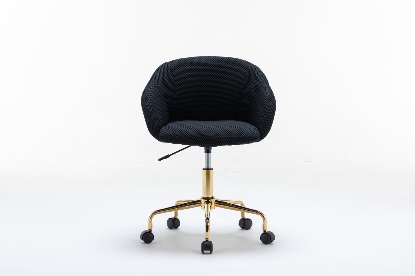 047-Mesh Fabric Home Office 360°Swivel Chair Adjustable Height With Gold Metal Base,Black