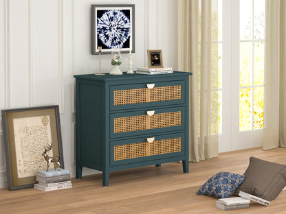 3 Drawer Cabinet,Natural rattan,American Furniture,Suitable for bedroom, living room, study