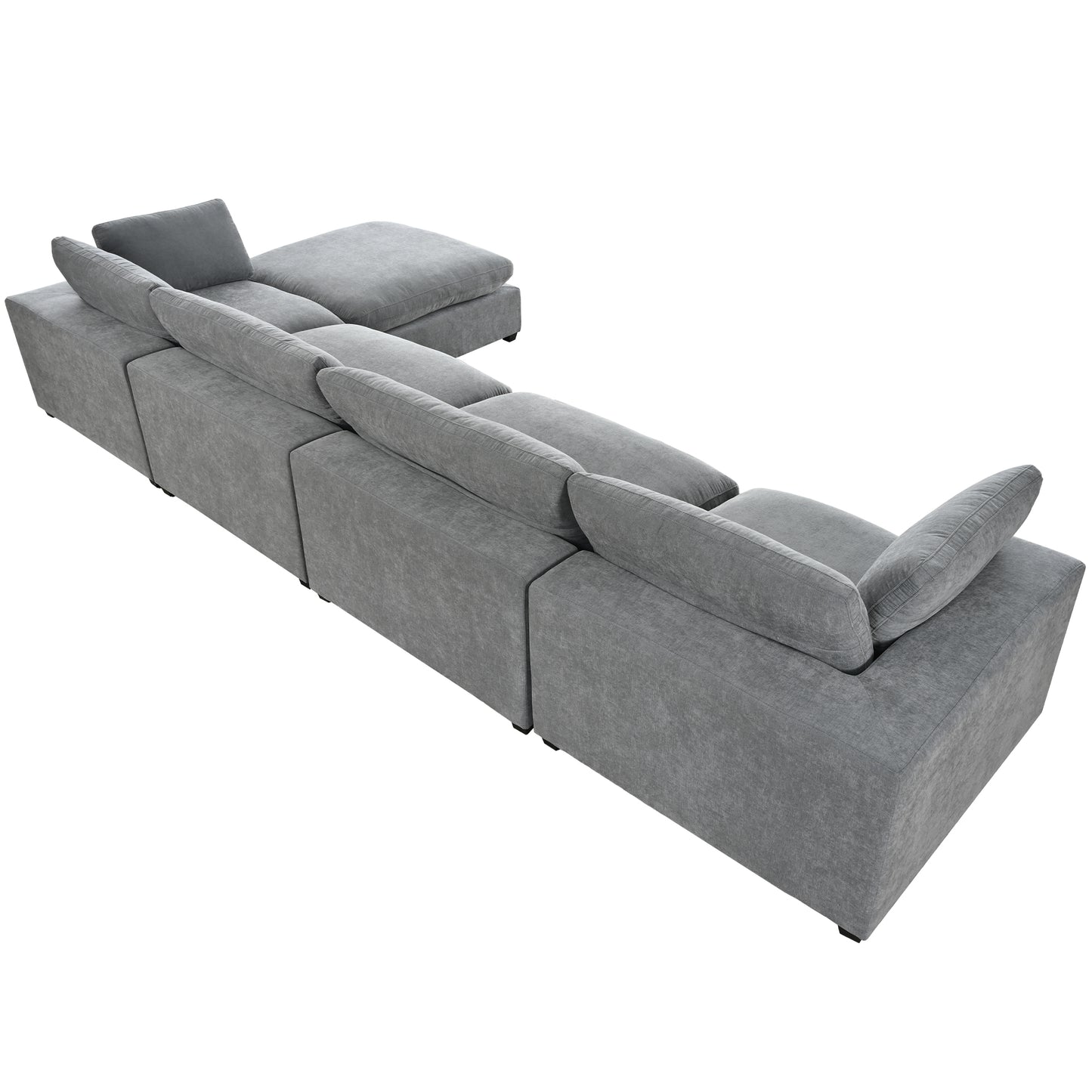 U-style Upholstered Oversize Modular Sofa with Removable Ottoman,Sectional sofa for Living Room Apartment(5-Seater)