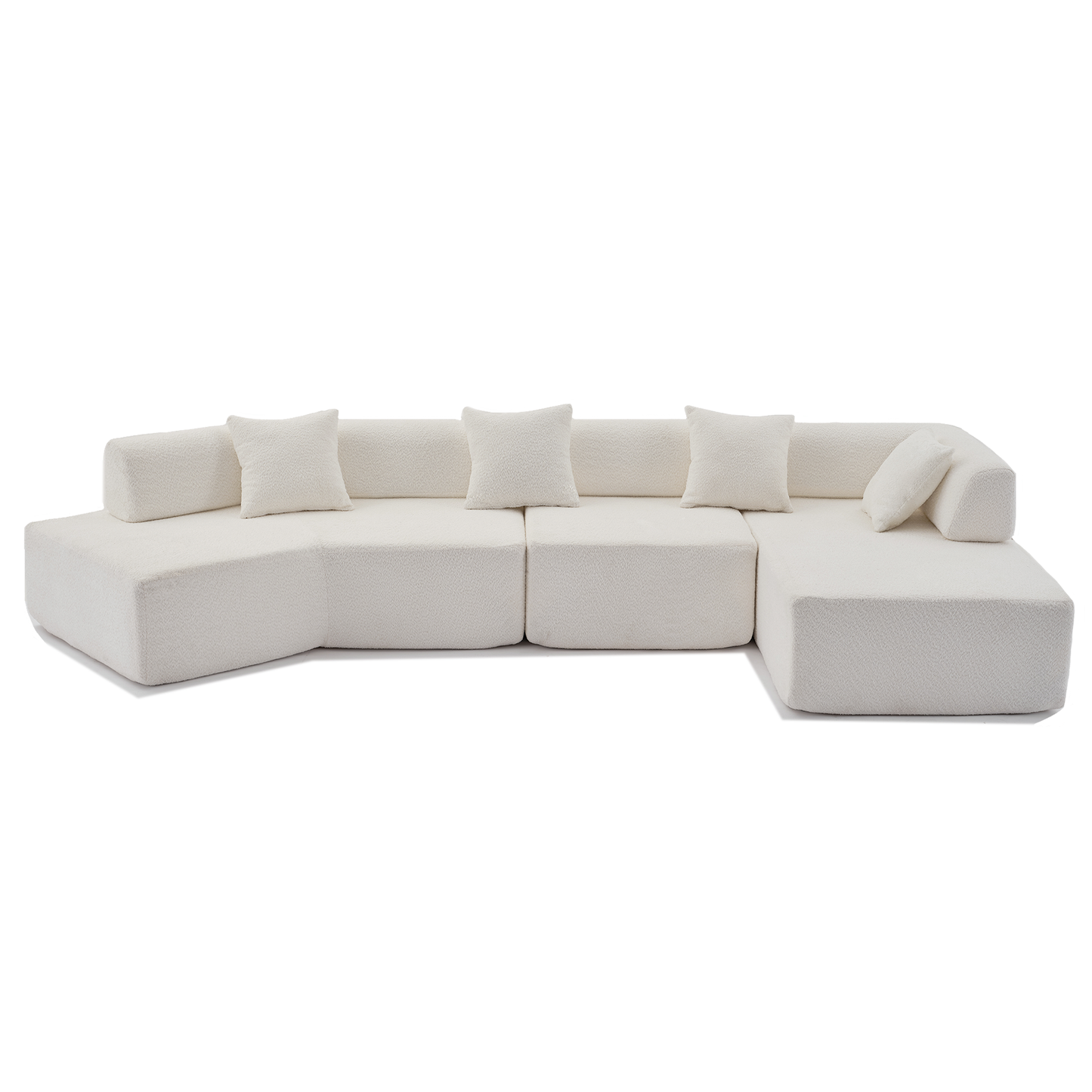 [NEW ARRIVED] [VIDEO PROVIDED]Modern Minimalist 140" L-Shape Couch ,No Assembly Required,Boucle,Modular Sofa ,Couch with Chaise,Free Combination Foam-Filled Sofa, 4 Seats,White