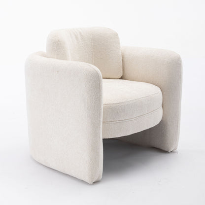 Mid Century Modern Barrel Accent Chair Armchair for Living Room, Bedroom, Guest Room,Office, Ivory