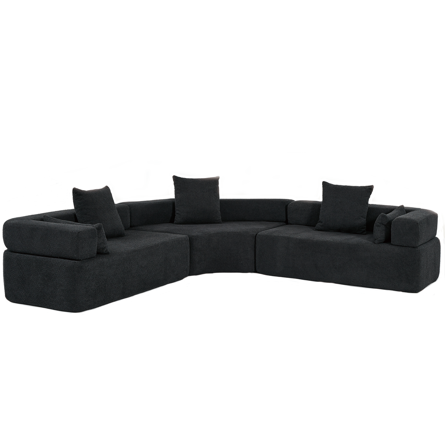 [NEW ARRIVED] [VIDEO PROVIDED]Oversized Combination Sofa,Curved Sofa,Upholstered 4 Seater Couch for Living Room,  Modern Modular 3 Piece Free Combination, Semicircular Modular  Sofa ,  Boucle, Black