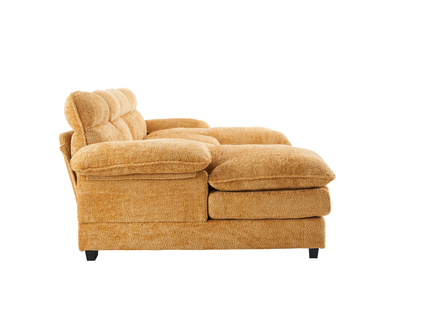 U-shaped profile sofa, including two single seats and two chaise, modular sofa, Chenille sofa,Yellow