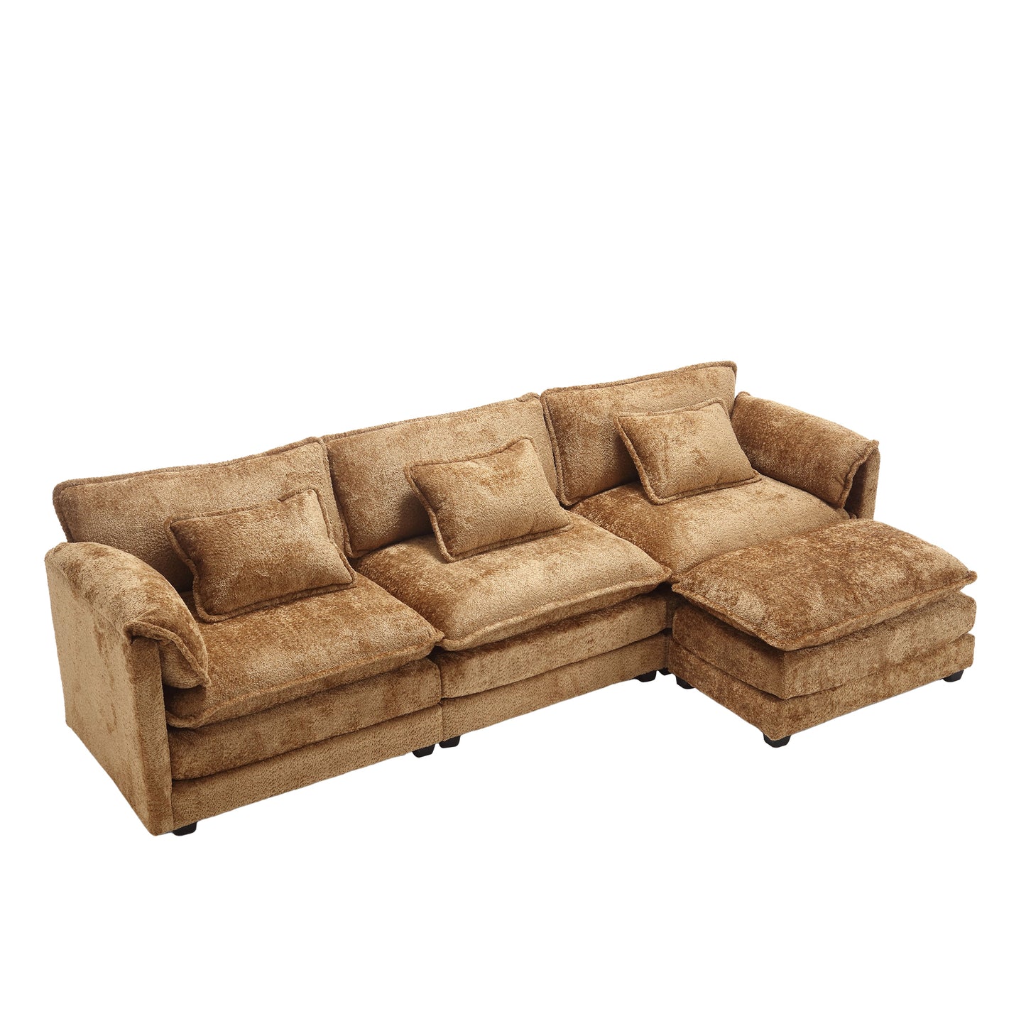 Modern Large boucle Fabric L-Shape Sectional Chenille fabric, movable pedals, detachable armrests, oversized three-seat Sofa