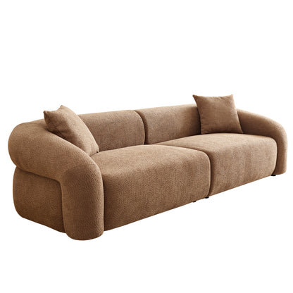 WKS15C camel sectional sofa with removable pillows, durable fabric, solid wood frame, high density sponge filler