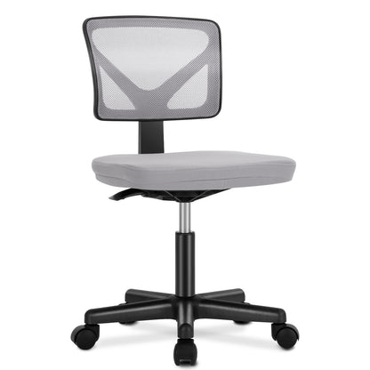 Sweetcrispy Armless Desk Chair Small Home Office Chair with Lumbar Support