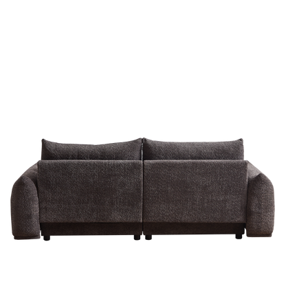 Lamb's wool 2-seater cushion sofa 90'' comfortable sofa for living room Bedroom and other casual spaces Lamb's wool sofa with 2 cushions and 2 ball pillows. (gray)