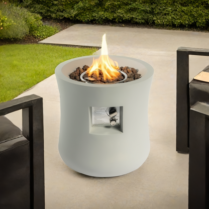 Outdoor Propane Fire Pit Table,Compact Streamlined modern 20-inch,Round Graphite Base with waterproof cover,Free Lava Rocks