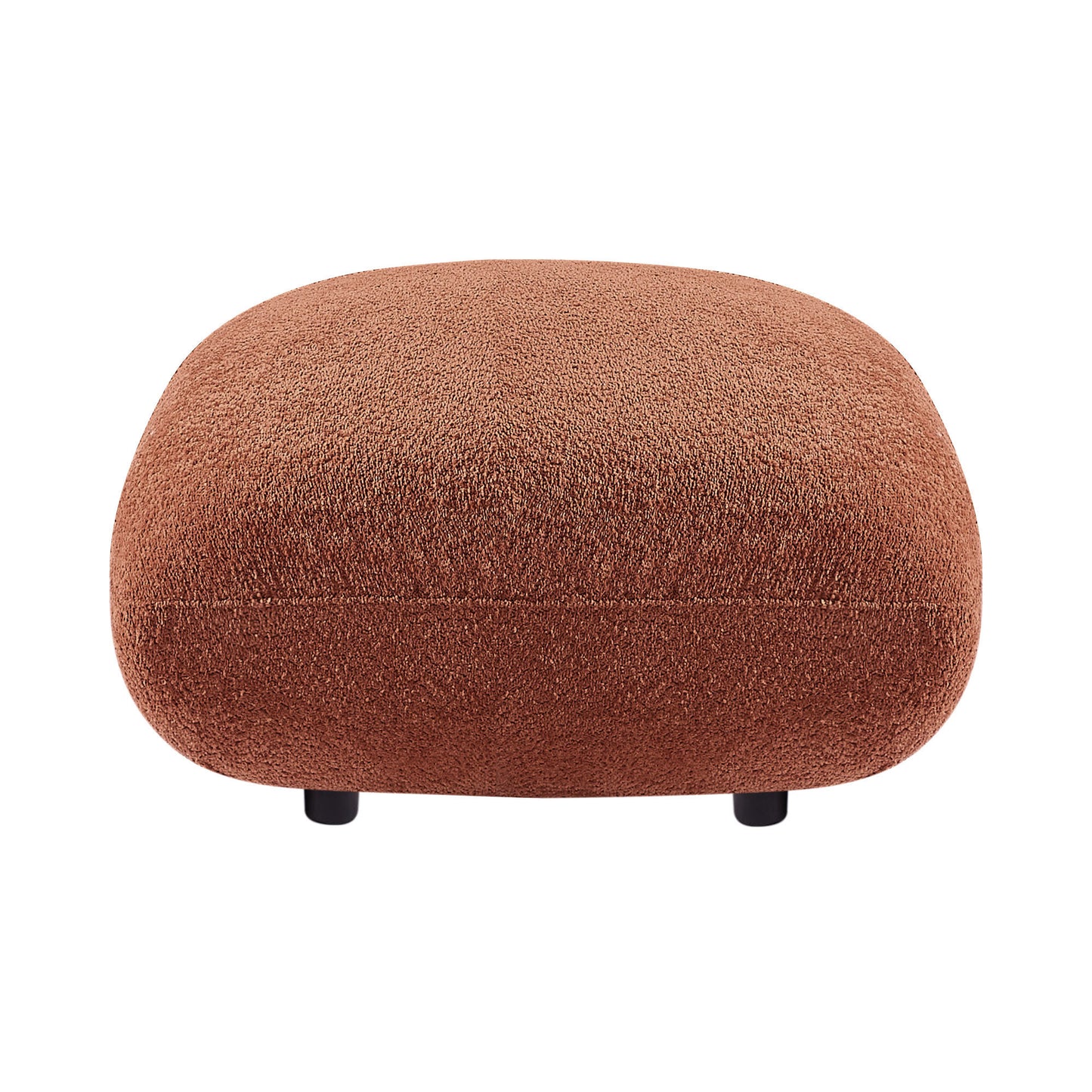 Modern Round  Footrest Stool Ottoman Foot Stool for Living Room, Bedroom, boucle Orange.