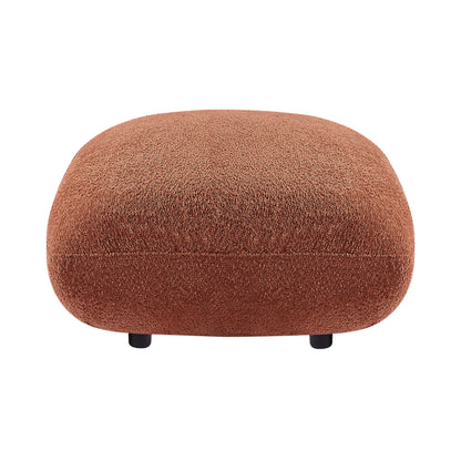 Modern Round  Footrest Stool Ottoman Foot Stool for Living Room, Bedroom, boucle Orange.