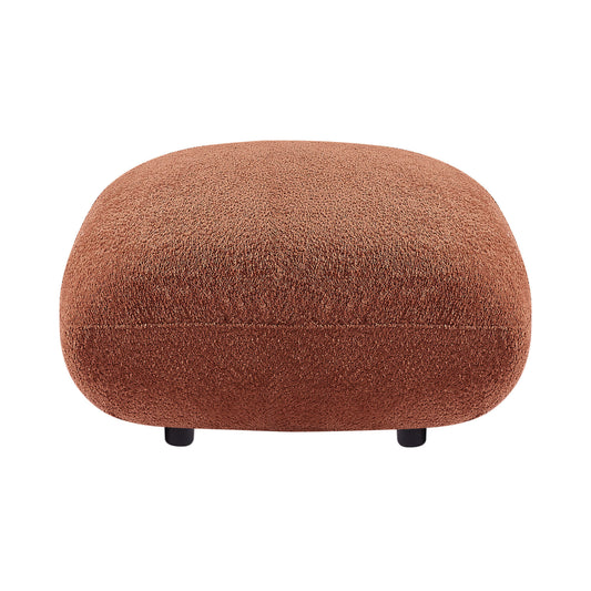 Modern Round  Footrest Stool Ottoman Foot Stool for Living Room, Bedroom, boucle Orange.