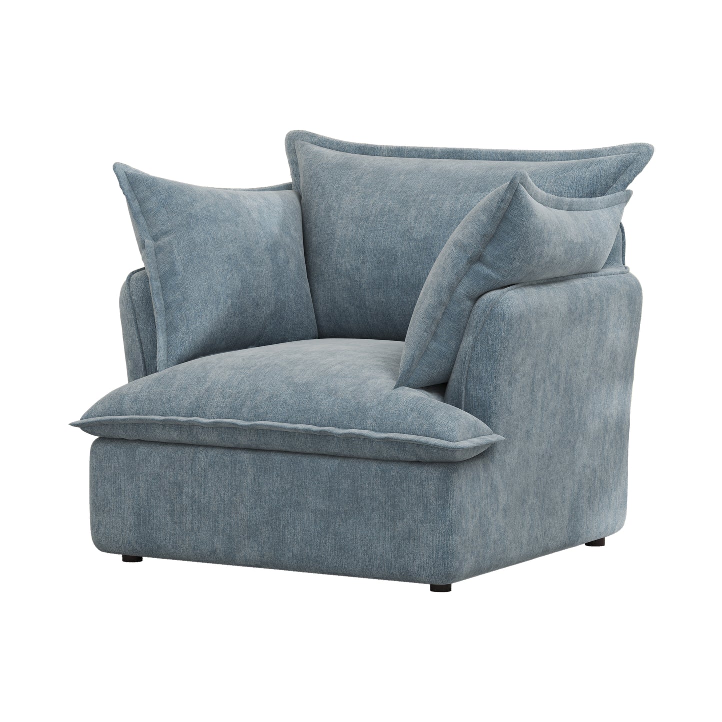 Chenille Armchair-Modern Accent Chair & Single Sofa Chair,Comfortable Seating for Living Room & Bedroom, Blue