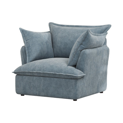 Chenille Armchair-Modern Accent Chair & Single Sofa Chair,Comfortable Seating for Living Room & Bedroom, Blue