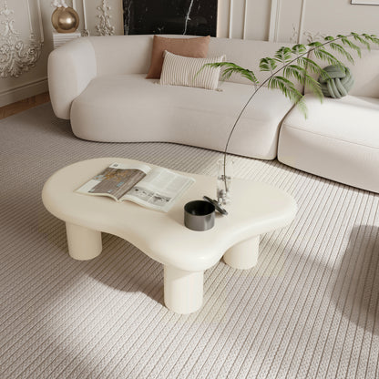 47 Inch Cloud Shaped Coffee Table for Living Room, Beige