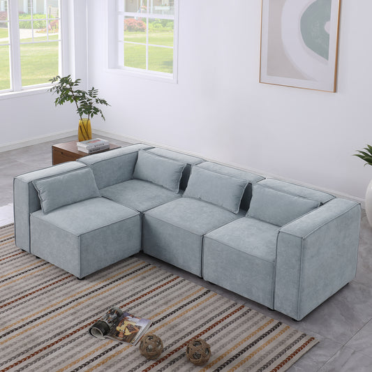 modular sofa Grayish blue  chenille fabric,  simple and grand, the seat and back is very soft. this is also a KNOCK DOWN sofa