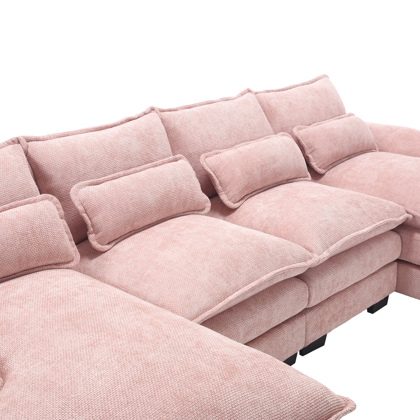 UNITED WE WIN Modern Large chenille Fabric U-Shape Sectional Sofa