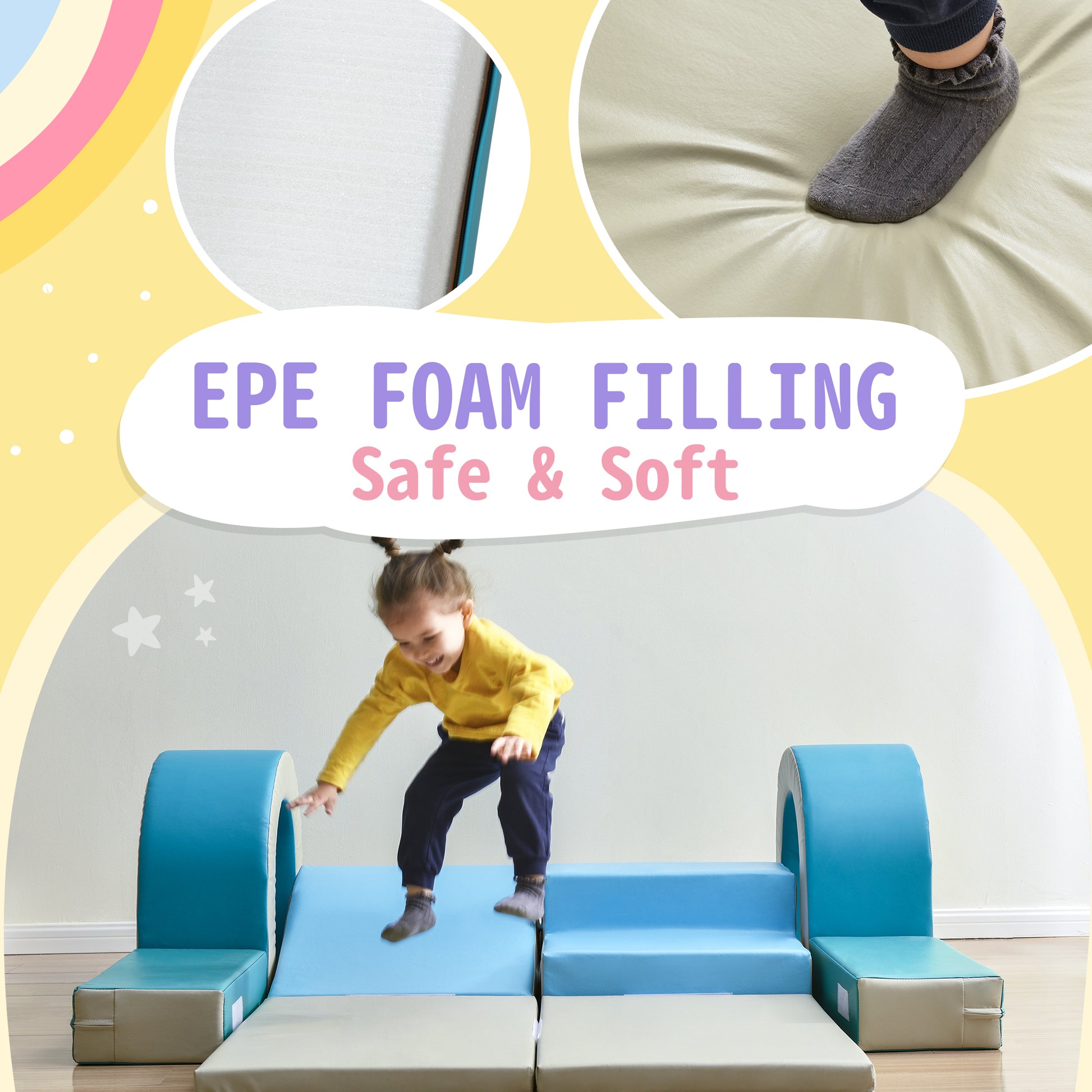 Soft Climb and Crawl Foam Playset 10 in 1, Safe Soft Foam Nugget Block for Infants, Preschools, Toddlers, Kids Crawling and Climbing Indoor Active Play Structure