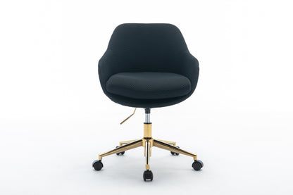 046-Mesh Fabric Home Office 360°Swivel Chair Adjustable Height With Gold Metal Base,Black