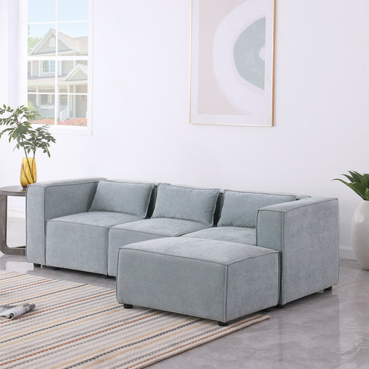 modular sofa Grayish blue  chenille fabric,  simple and grand, the seat and back is very soft. this is also a KNOCK DOWN sofa