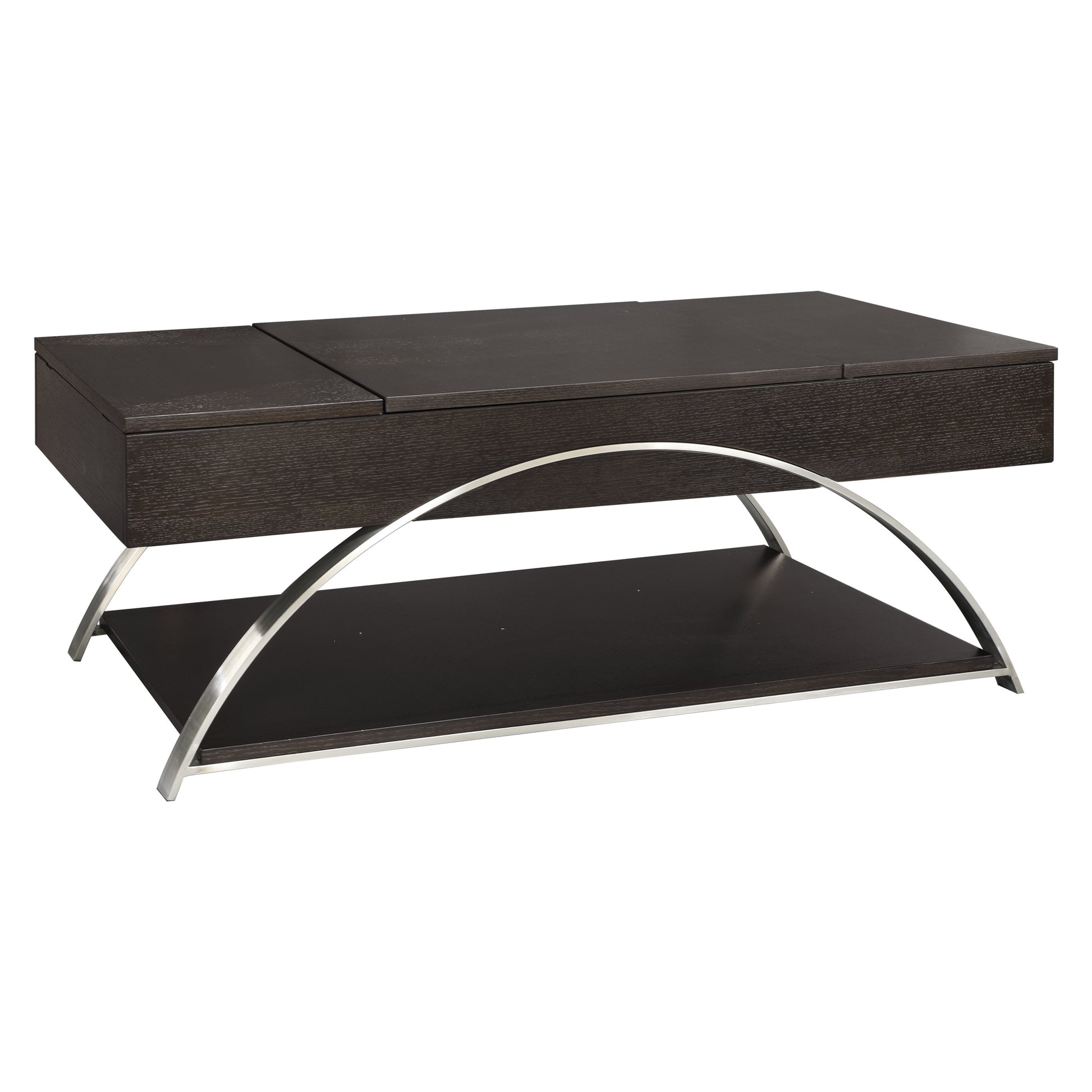 Modern Living Room Furniture 1pc Lift Top Coffee Table with Display Shelf Espresso Finish Wood Chrome Metal Finish Unique Style Cocktail Table