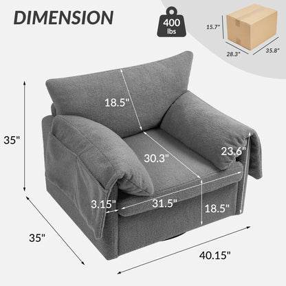 Oversized Swivel Armchair - Modern Swivel Accent Chair & Single Sofa Lounge,Comfortable Seating for Living Room & Bedroom