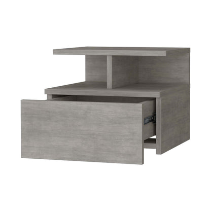 Samuel Concrete Gray 2-Tier Shelf Floating Nightstand