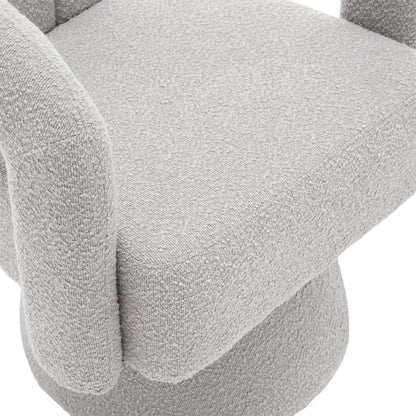 COOLMORE 360 Degree Swivel Cuddle Barrel Accent Chairs, Round Armchairs with Wide Upholstered, Fluffy Fabric Chair for Living Room, Bedroom, Office, Waiting Rooms (Light Gray Boucle)