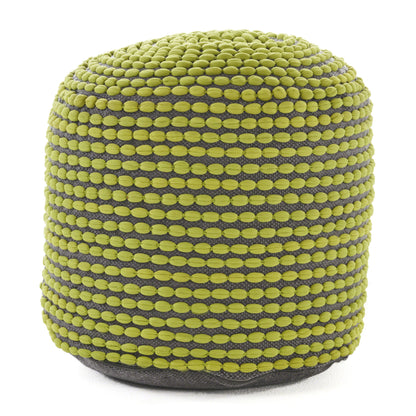River Water Resistant Handcrafted Cylindrical Pouf, Green