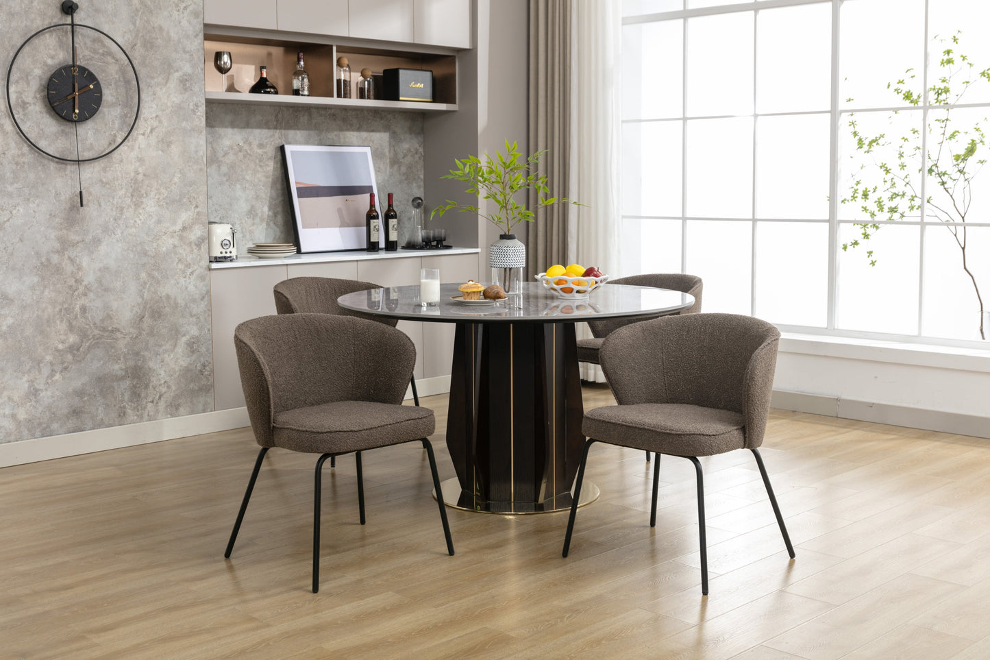 Retro Minimalist Modern Boucle Fabric Dining Chairs