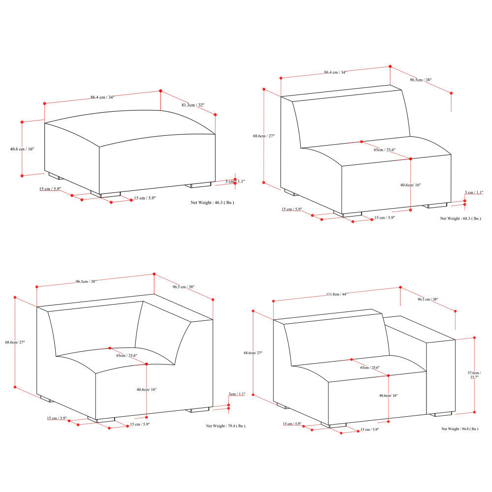 Rex Left Sectional Sofa and Ottoman