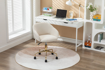 047-Mesh Fabric Home Office 360°Swivel Chair Adjustable Height With Gold Metal Base,Beige