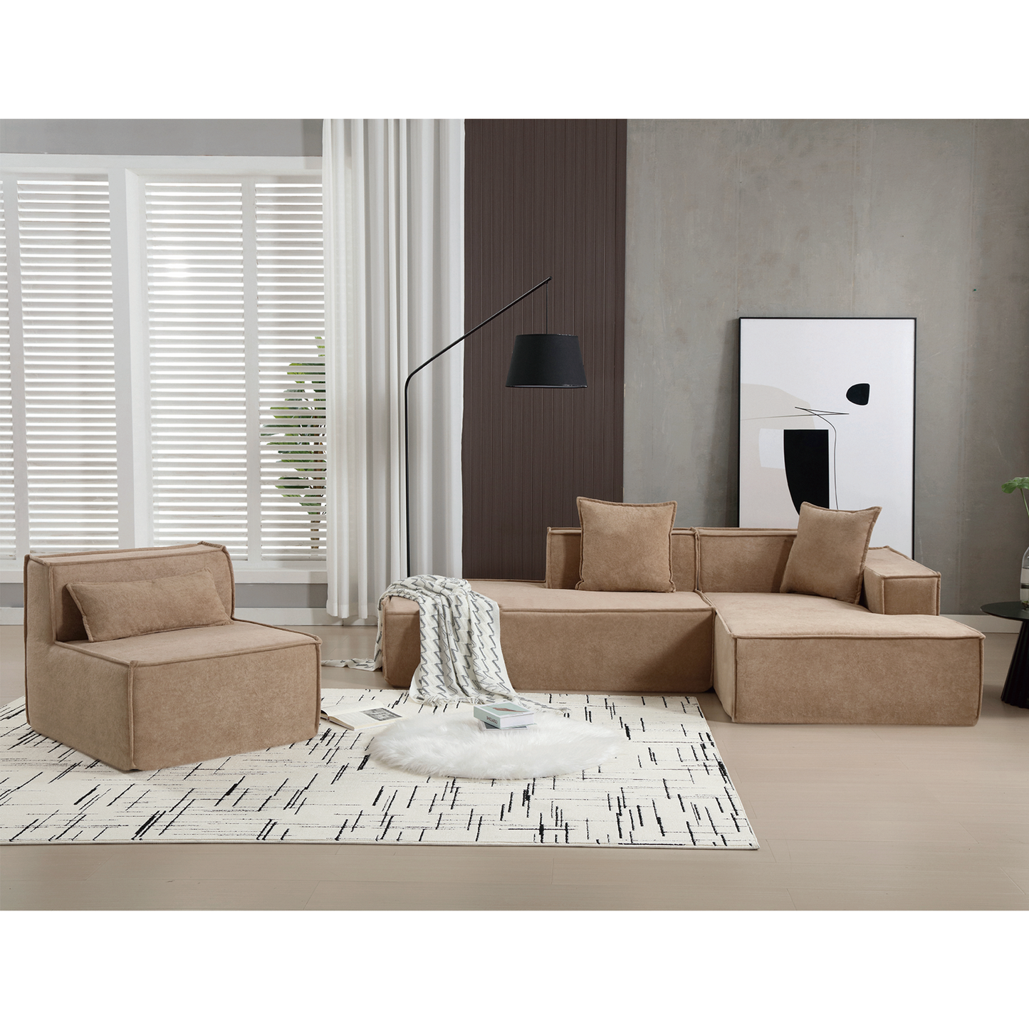 Modular Cloud Sofa Sectional, Free Combination, L-shaped