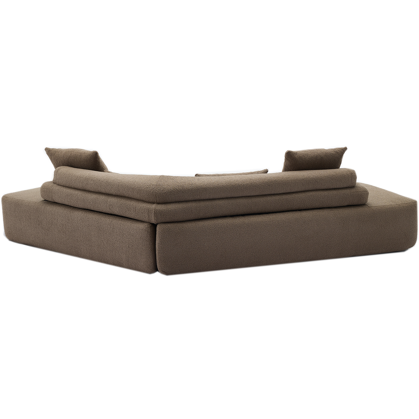 [NEW ARRIVED] [VIDEO PROVIDED] 128"Minimalist Cloud Sectional Couch ,Modern Couches ,4-Seater ,No Assembly,Two modular sofa,Boucle Teddy Fabric, upholstered , anti-wrinkle fabric,Brown