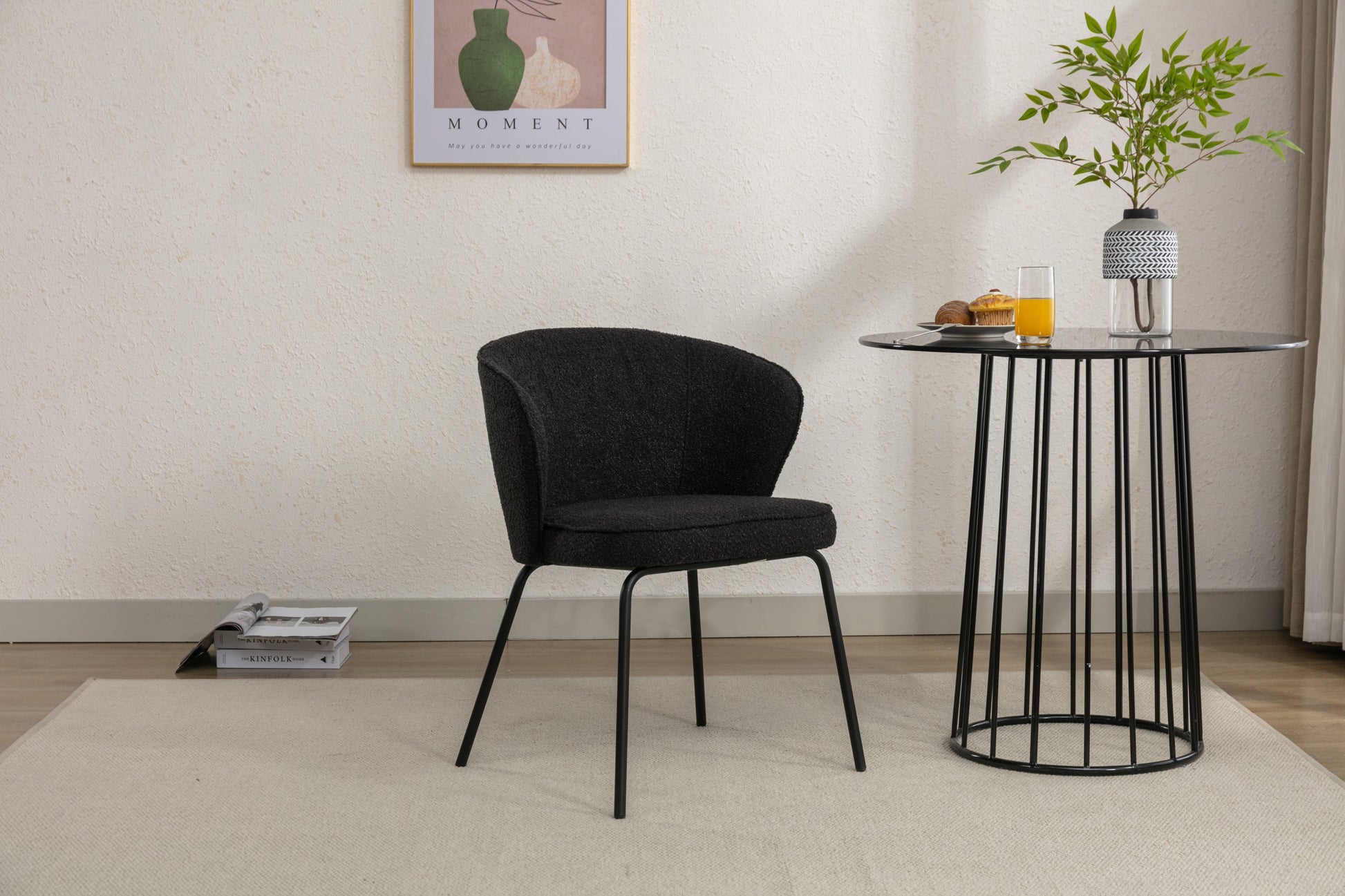 Retro Minimalist Modern Boucle Fabric Dining Chairs