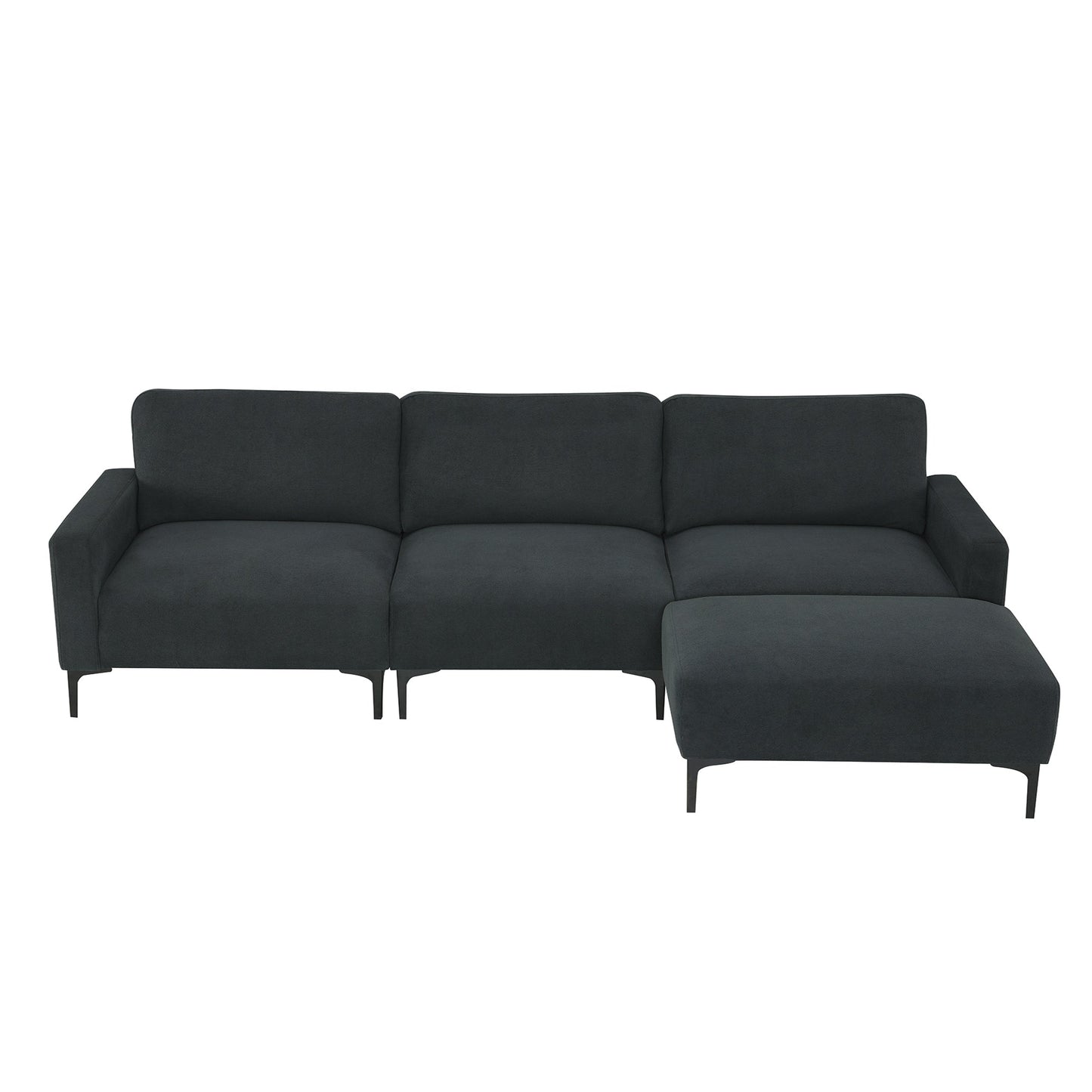 Modern Velvet L-Shaped Sectional Sofa, 4-Seater, Convertible Ottoman, Freely Combinable Sofa