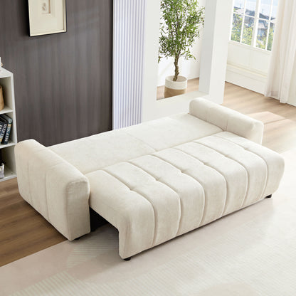 94.49''Sleeper Sofa, Sofa Bed- 2 in 1 Pull Out Couch Bed with Storage Chaise for Living Room, Sofa Sleeper with Pull Out Bed, Cream Style Couch