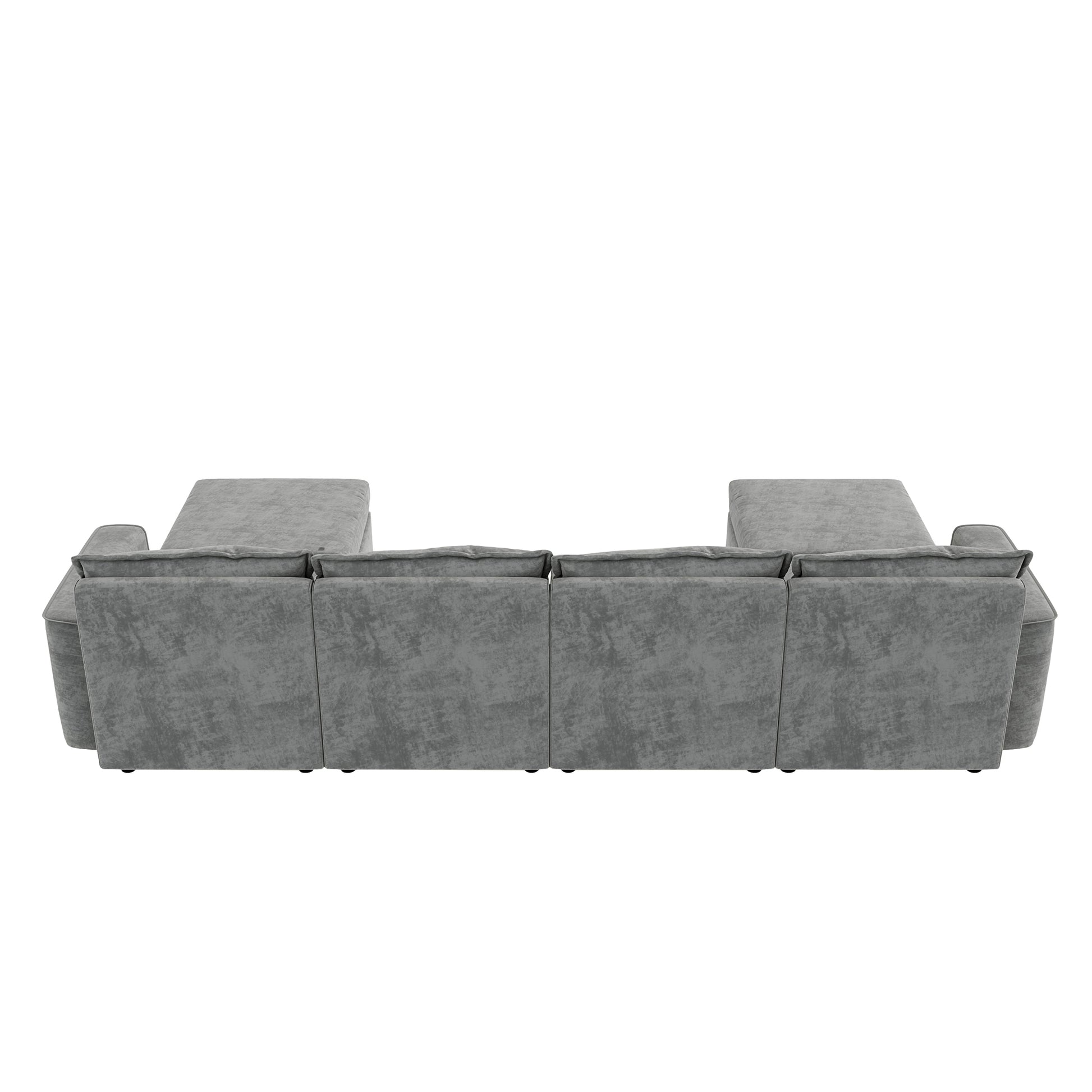 [VIDEO provided][New]115*58" Chenille Modular Sectional Sofa,U Shaped Reversible Couch,Free Combination,6 Seat Sleeper Sofa Bed with Ottoman,Convertible Oversized Indoor Furniture for Living Room,Gray