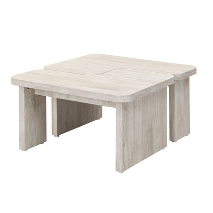 47.24*23.62 inch and 35.43*31.49 inch Rectangle Wood Detachable Coffee Table, Single L Shape Farmhouse Coffee Table for Dining Room, Garden, white