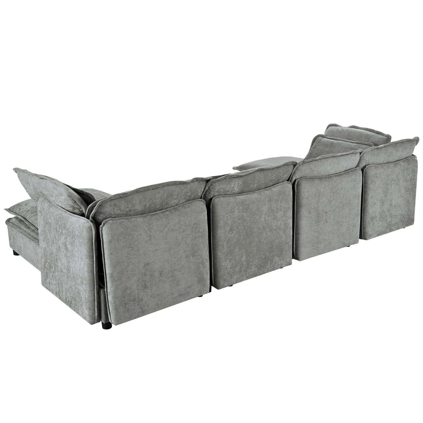 U_Style Double-Layer Cushion Modern Large U-Shaped Modular Sofa, Freely Combinable 6-Seater with Storage Function, Convertible to Sofa Bed, Perfect for Living Rooms, Offices, and Apartments