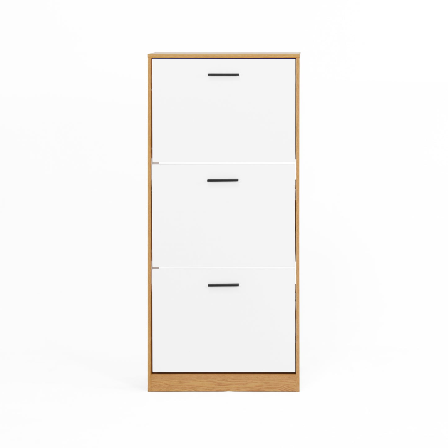 Shoe Storage Cabinet with 3 White Panel Flip Drawers, Freestanding Organizer for Entryway, Narrow Shoe Rack Cabinet