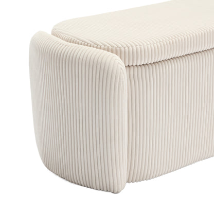 COOLMORE Storage Ottoman,Bedroom End Bench,Upholstered Fabric Storage Ottoman with Safety Hinge, Entryway Padded Footstool, Ottoman Bench for Living Room & Bedroom (Beige)