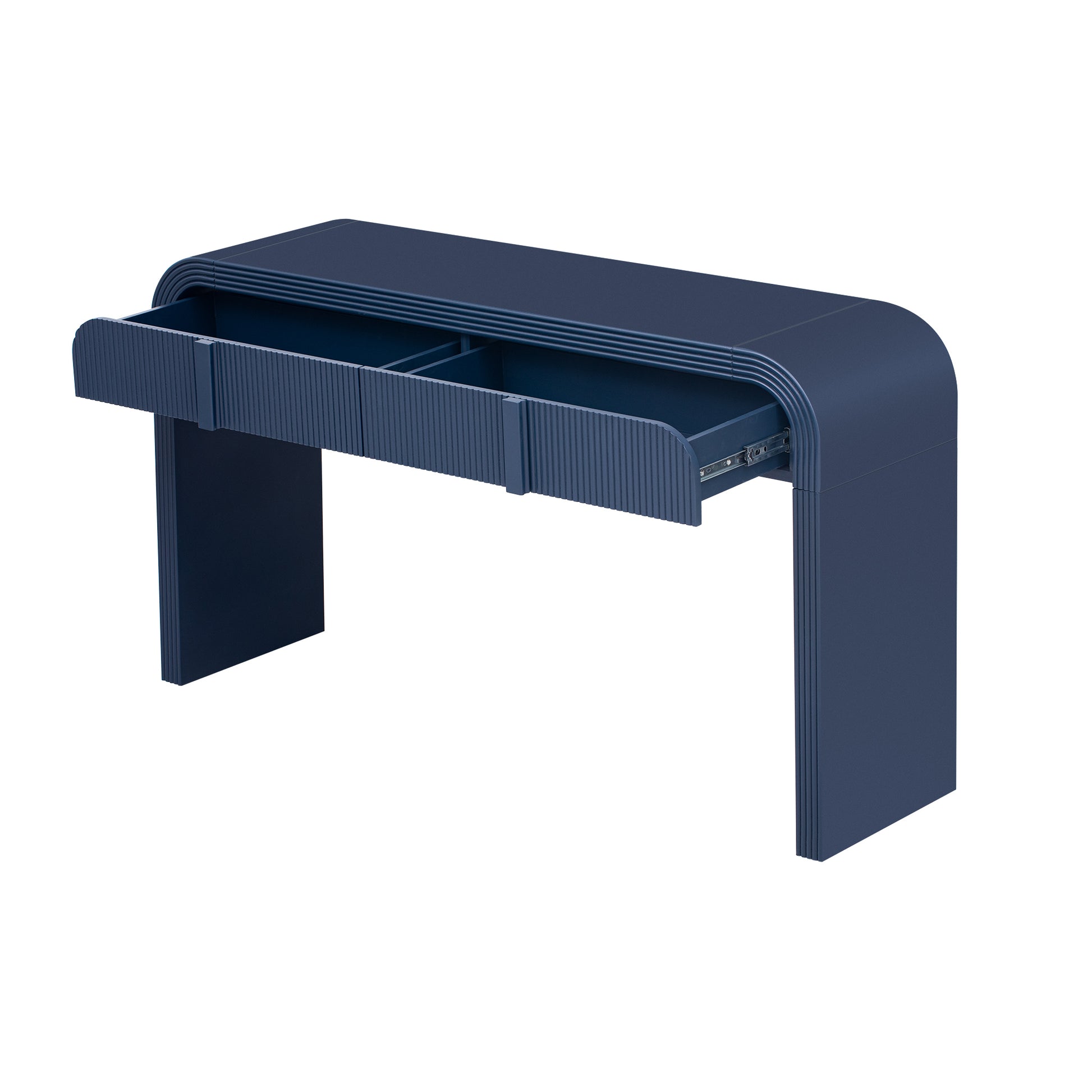 TREXM Unique Modern Rounded Silhouette and Smooth Surface Console Table with 2 Drawers for Living Room and Entryway(Navy Blue)