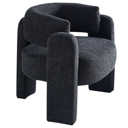 34.65" Wide Boucle Upholstery Accent Chair Dark Grey